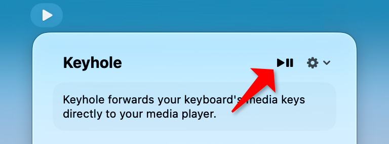 Keyhole's settings UI with the key indicator present