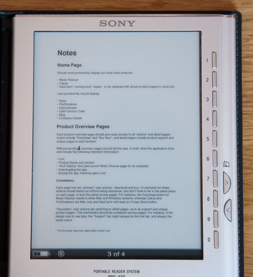 A4 on the Sony Reader A4 on the Sony Reader